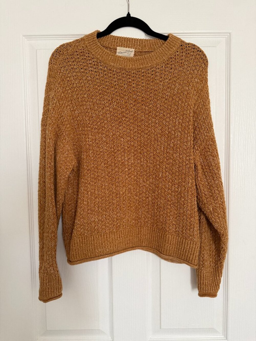 Universal Thread Women's Crochet Openwork Crewneck Pullover Sweater